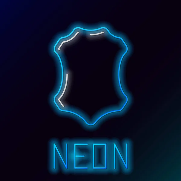 Blauw gloeiende neon lijn Lederen icoon geïsoleerd op zwarte achtergrond. Kleurrijk concept. Vector Illustratie — Stockvector