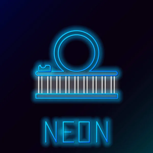 Blue glowing neon line Roller coaster icon isolated on black background. Amusement park. Childrens entertainment playground, recreation park. Colorful outline concept. Vector Illustration — ストックベクタ