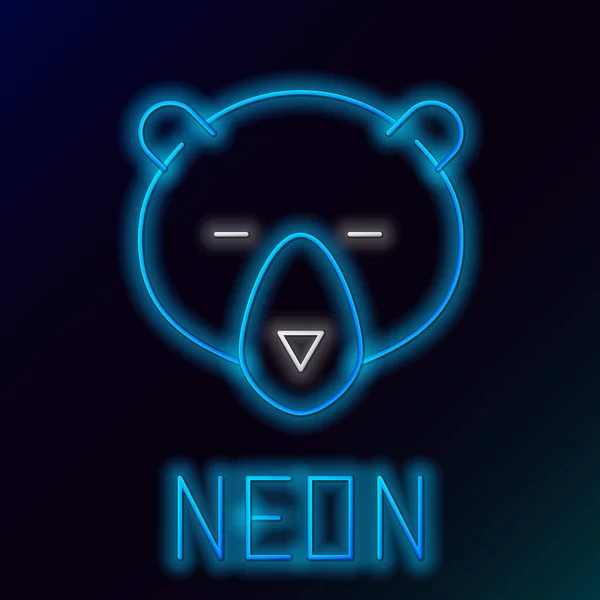 Modrá zářící neonová čára Ikona medvědí hlavy izolovaná na černém pozadí. Barevný koncept. Vektorová ilustrace — Stockový vektor