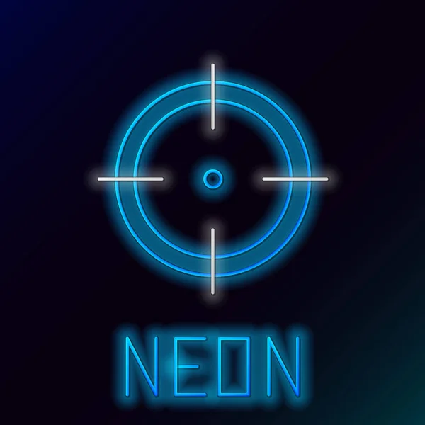 Blue glowing neon line Target sport for shooting competition icon isolated on black background. Clean target with numbers for shooting range or shooting. Colorful outline concept. Vector Illustration — Stock Vector