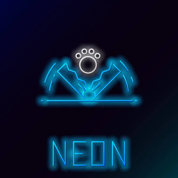 Blue glowing neon line Trap hunting icon isolated on black background. Colorful outline concept. Vector Illustration — ストックベクタ