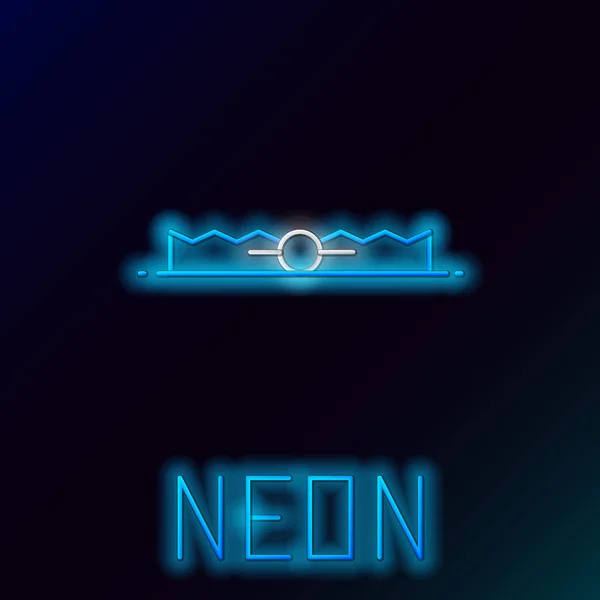 Blue glowing neon line Trap hunting icon isolated on black background. Colorful outline concept. Vector Illustration — ストックベクタ