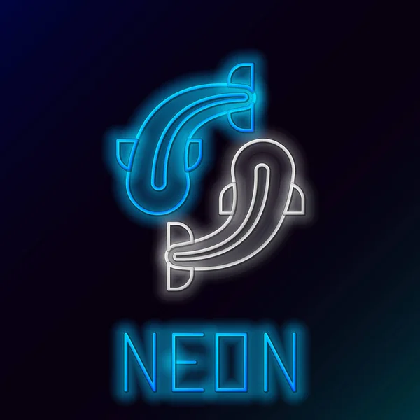 Blue glowing neon line Fish icon isolated on black background. Colorful outline concept. Vector Illustration — ストックベクタ