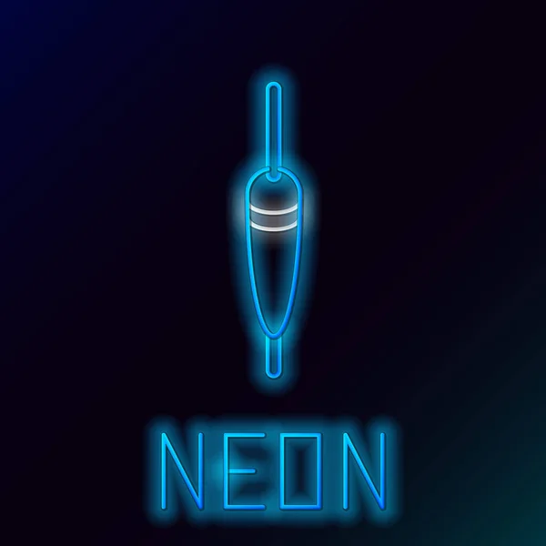 Niebieski świecący neon linii Fishing float ikona izolowana na czarnym tle. Łowienie ryb. Kolorowy koncept. Ilustracja wektora — Wektor stockowy