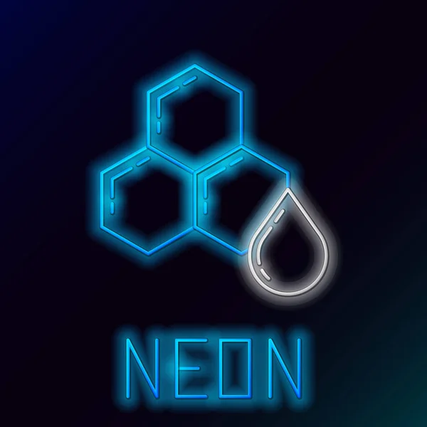 Blau leuchtende Neon-Linie Wabensymbol isoliert auf schwarzem Hintergrund. Honigzellen-Symbol. süße natürliche Nahrung. Buntes Rahmenkonzept. Vektorillustration — Stockvektor