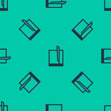 Mavi çizgi Dosya simgesi yeşil arkaplanda izole edilmiş kusursuz desen. Kontrol listesi simgesi. İş konsepti. Vektör İllüstrasyonu