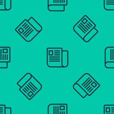 Mavi çizgi Dosya simgesi yeşil arkaplanda izole edilmiş kusursuz desen. Kontrol listesi simgesi. İş konsepti. Vektör İllüstrasyonu