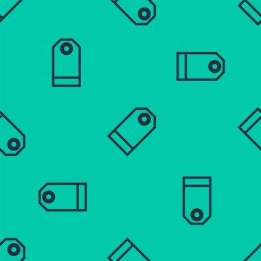 Mavi çizgi Blank etiketi şablon fiyat etiketi simgesi yeşil arkaplanda izole edilmiş kusursuz desen. Boş alışveriş indirimi etiketi. Şablon indirimli afiş. Vektör İllüstrasyonu