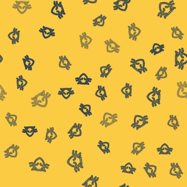 Mavi çizgi geyik boynuzları sarı arka planda izole edilmiş. Duvarda av kupası. Vektör İllüstrasyonu