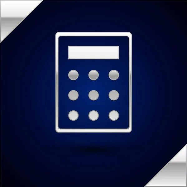 Icône Calculatrice Argent isolée sur fond bleu foncé. Symbole comptable. Calcul des entreprises mathématiques éducation et finance. Illustration vectorielle — Image vectorielle