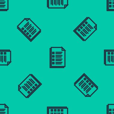 Mavi çizgi Dosya simgesi yeşil arkaplanda izole edilmiş kusursuz desen. Kontrol listesi simgesi. İş konsepti. Vektör İllüstrasyonu