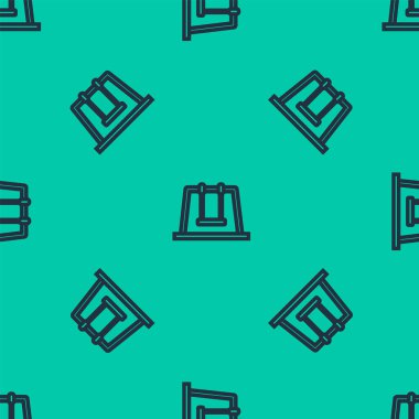 Mavi çizgi Swing simgesi yeşil arkaplanda izole edilmiş pürüzsüz desen. Oyun alanı sembolü. Vektör İllüstrasyonu