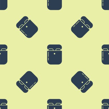 Kutu simgesi simgesindeki Blue Air kulaklıkları sarı arkaplanda pürüzsüz desen izole etti. Kulaklıklar için kablosuz cihaz. Elektronik cihazlar. Vektör İllüstrasyonu