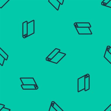 Mavi çizgili kumaş rulo ikonu yeşil arka planda izole edilmiş pürüzsüz desen. Yuvarlan, paspas, halı, halı, halı ya da kağıt rulo ikonu. Vektör İllüstrasyonu