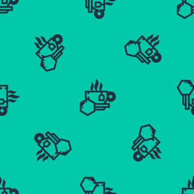 Bal ikonlu mavi çay fincanı yeşil arka planda izole edilmiş pürüzsüz desen. Tatlı doğal yemek. Vektör İllüstrasyonu