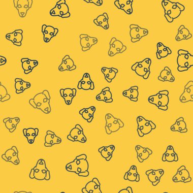 Mavi çizgi köpek ikonu avlama sarı arka planda izole edilmiş pürüzsüz desen. Vektör İllüstrasyonu