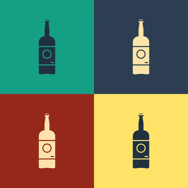 Color Icono de la botella de cerveza aislado en el fondo de color. Dibujo de estilo vintage. Ilustración vectorial — Archivo Imágenes Vectoriales