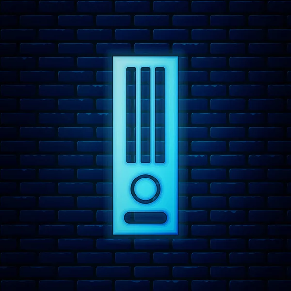 Icono de consola de videojuegos de neón brillante aislado en el fondo de la pared de ladrillo. Ilustración vectorial — Archivo Imágenes Vectoriales