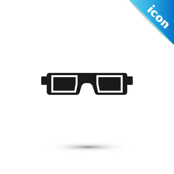 Ícone de óculos de cinema 3D preto isolado no fundo branco. Ilustração vetorial —  Vetores de Stock