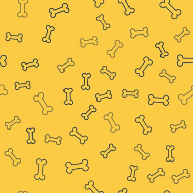 Mavi çizgi köpek kemiği ikonu sarı arka planda kusursuz desen izole etti. Besin sembolü. Vektör İllüstrasyonu