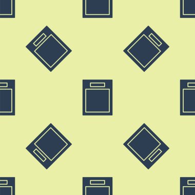 Sarı arkaplanda mavi boş form simgesi izole edilmiş kusursuz desen. Dosya simgesi. Kontrol listesi simgesi. İş konsepti. Vektör İllüstrasyonu