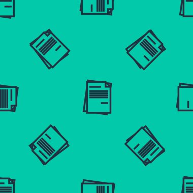 Mavi çizgi Dosya simgesi yeşil arkaplanda izole edilmiş kusursuz desen. Kontrol listesi simgesi. İş konsepti. Vektör İllüstrasyonu