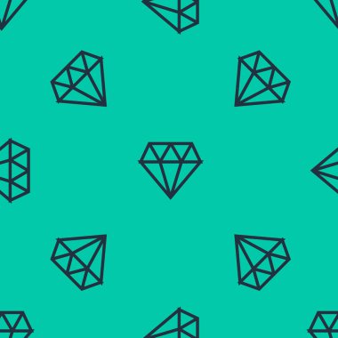 Mavi çizgi simgesi, yeşil arka planda kusursuz deseni izole etti. Mücevher sembolü. Mücevher taşı. Vektör İllüstrasyonu