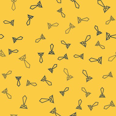 Mavi çizgi ikonu sarı arkaplanda izole edilmiş pürüzsüz desen. Boyunbağı ve boyun bezi sembolü. Vektör İllüstrasyonu