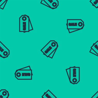 Üzerinde yeşil arka planda izole edilmiş mavi çizgi Price etiketi var. Rozet fiyatına. Reklam etiketi indirimi. Vektör İllüstrasyonu