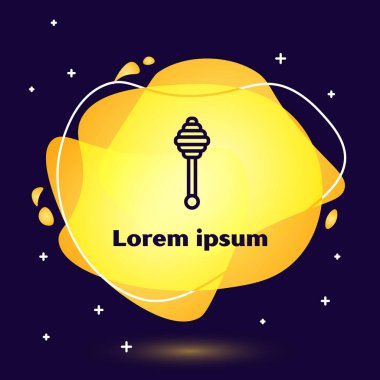 Siyah çizgi Bal Dipper çubuğu simgesi koyu mavi arkaplanda izole edildi. Tatlı kepçe. Sıvı şekilli soyut pankart. Vektör İllüstrasyonu