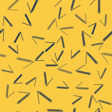 Silgi ve çizgi simgesine sahip mavi çizgi kalem sarı arkaplanda izole edilmiş pürüzsüz desen. Eğitim işareti. Çizim ve eğitim araçları. Okul sembolü. Vektör İllüstrasyonu