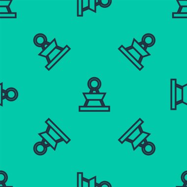 Mavi Çizgi Çekim Atlıkarınca simgesi yeşil arka planda izole edilmiş pürüzsüz desen. Eğlence parkı. Çocuklar için eğlence parkı, eğlence parkı. Vektör İllüstrasyonu