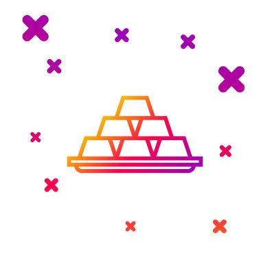 Beyaz arkaplanda izole edilmiş altın çizgi simgesi. Bankacılık işi konsepti. Kademeli rastgele dinamik şekiller. Vektör İllüstrasyonu