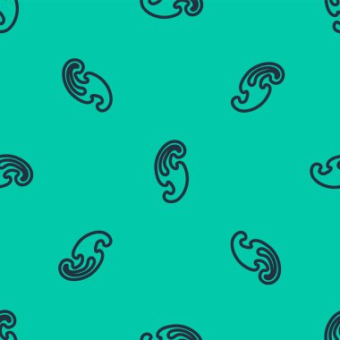 Mavi çizgi Fransız eğrileri ikonu yeşil arkaplanda izole edilmiş kusursuz desen. Dikiş malzemeleri. Vektör İllüstrasyonu