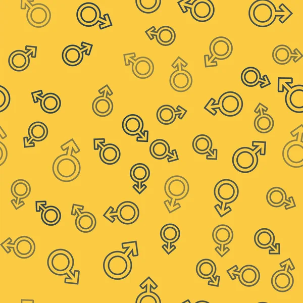 Linea blu icona simbolo di genere maschile isolato modello senza soluzione di continuità su sfondo giallo. Illustrazione vettoriale — Vettoriale Stock