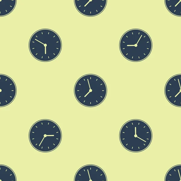 Блакитний годинник ізольований безшовний візерунок на жовтому тлі. Символ часу. Векторна ілюстрація — стоковий вектор