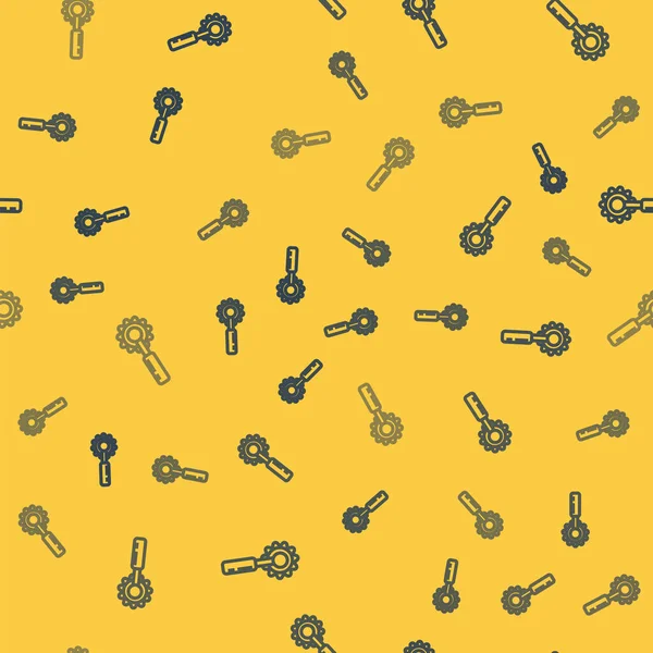 Mavi çizgi kesme aracı simgesi sarı arkaplanda pürüzsüz desen izole etti. Bıçakla bıçak dikmek. Vektör İllüstrasyonu