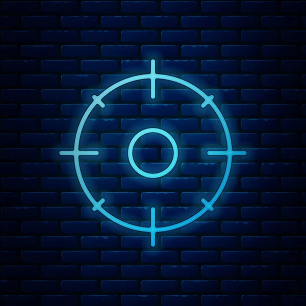 Glödande Neon Target sport för skytte konkurrens ikonen isolerad på tegelvägg bakgrund. Rengör mål med nummer för skjutbana eller skytte. Vektor illustration — Stock vektor