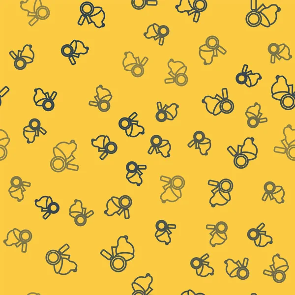 Modrá čára Veterinární klinika symbol ikona izolované bezešvé vzor na žlutém pozadí. Lupa s veterinární péčí pro psy. Zvířecí znamení první pomoci. Vektorová ilustrace — Stockový vektor