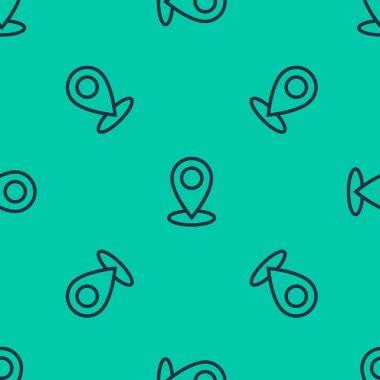 Mavi çizgi haritası simgesi yeşil arkaplanda izole edilmiş pürüzsüz desen. Navigasyon, işaret, konum, harita, GPS, yön, yer, pusula, temas, arama konsepti. Vektör İllüstrasyonu