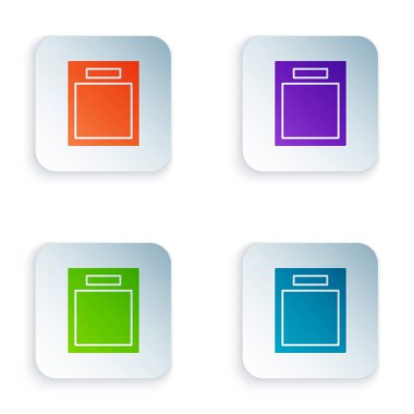 Beyaz arkaplanda boş renk formu simgesi izole edildi. Dosya simgesi. Kontrol listesi simgesi. İş konsepti. Renkli kare düğmelere simgeleri yerleştir. Vektör İllüstrasyonu