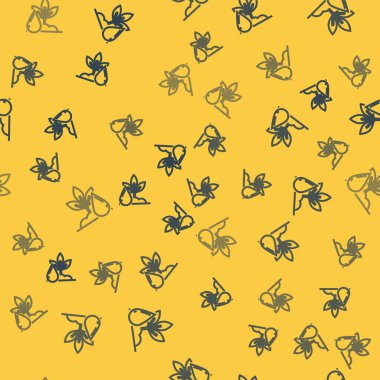 Mavi çizgi Sulama ikonu sarı arka planda izole edilmiş pürüzsüz desen. Tohum ve tohum. Sulama sembolü. Yaprak doğası. Vektör İllüstrasyonu