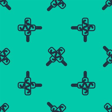 Mavi çizgi dondurma ikonu yeşil arka planda izole edilmiş pürüzsüz desen. Güzel sembol. Vektör İllüstrasyonu