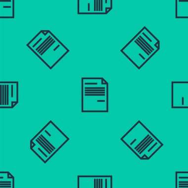 Mavi çizgi Belge simgesi yeşil arkaplandaki kusursuz deseni izole etti. Dosya simgesi. Kontrol listesi simgesi. İş konsepti. Vektör İllüstrasyonu