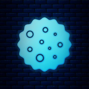 Parlayan neon kurabiyeler ya da duvarda izole edilmiş çikolata ikonlu bisküviler. Vektör İllüstrasyonu