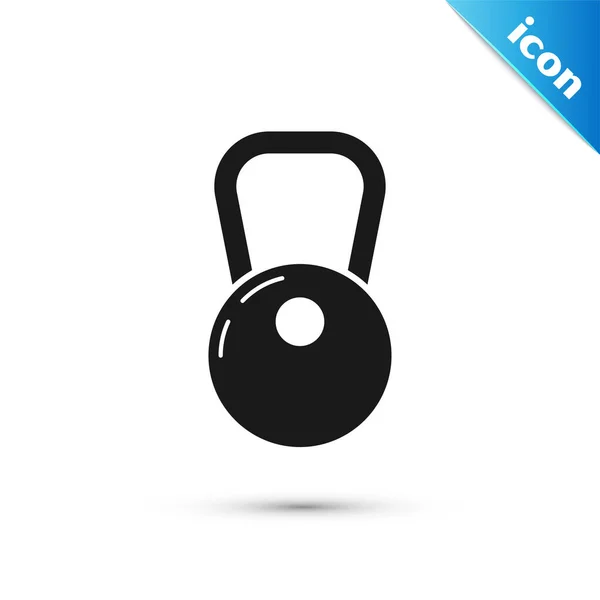 Ícone preto Kettlebell isolado no fundo branco. Ilustração vetorial —  Vetores de Stock