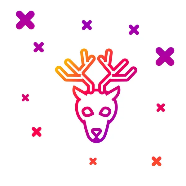 Línea de color Cabeza de ciervo con cuernos icono aislado sobre fondo blanco. Gradiente formas dinámicas aleatorias. Ilustración vectorial — Vector de stock