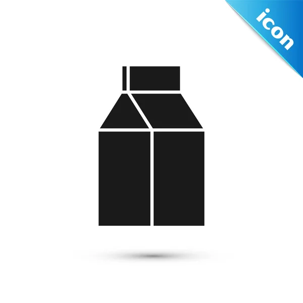 Paquete de papel negro para el icono de la leche aislado sobre fondo blanco. Señal de paquete de leche. Ilustración vectorial — Archivo Imágenes Vectoriales