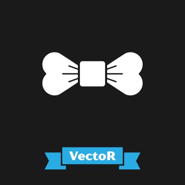 Siyah arkaplanda beyaz papyon simgesi var. Vektör İllüstrasyonu