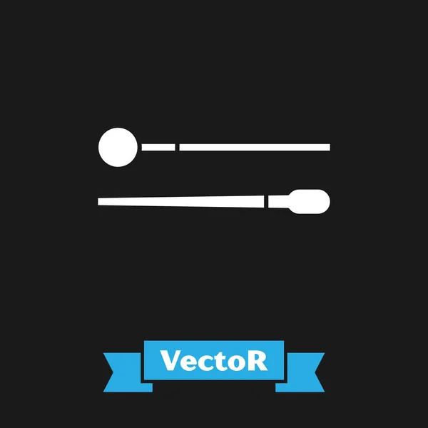 Weiße Schlagzeug-Sticks auf schwarzem Hintergrund. Musikinstrument. Vektorillustration — Stockvektor